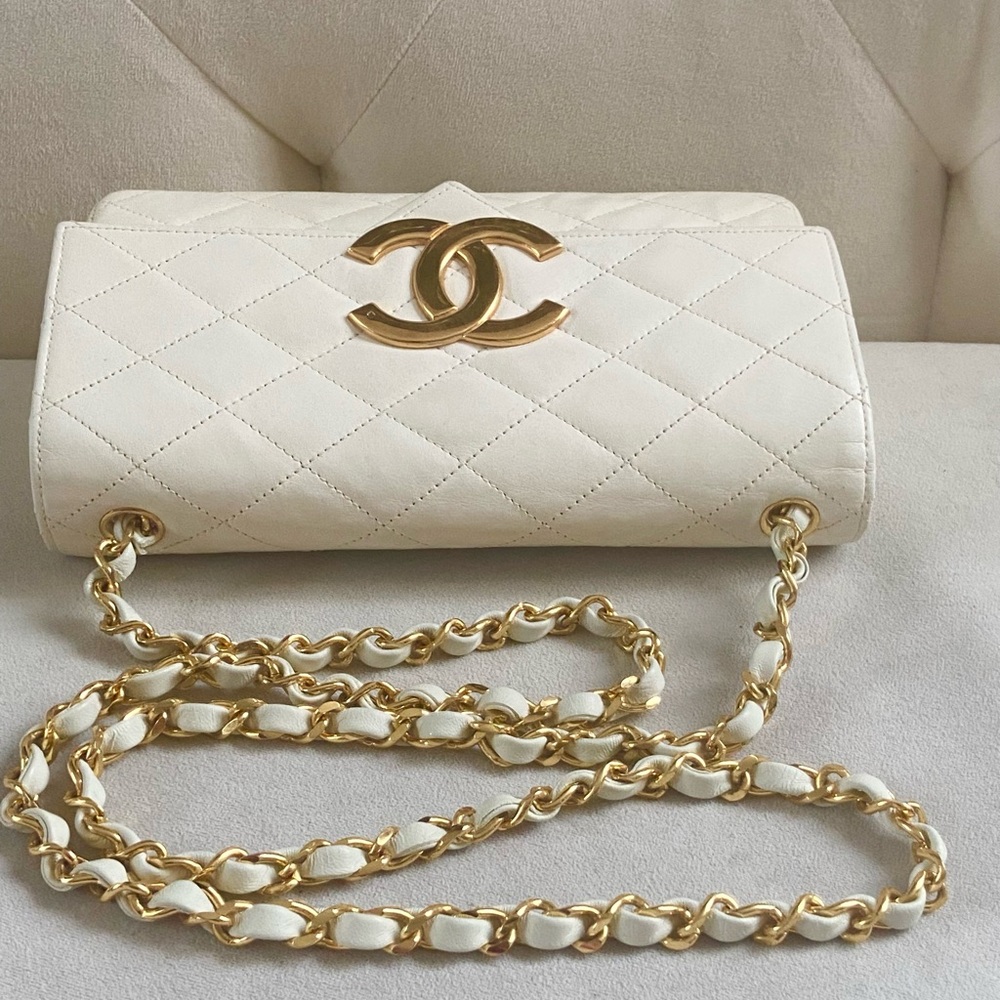 Chanel Vintage Quilted Lambskin XL CC 24k Gold Plated hardware Flap Bag - Picture 6 of 10